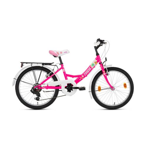 Csepel Flora 20" gyerek kerékpár neonpink virág minta