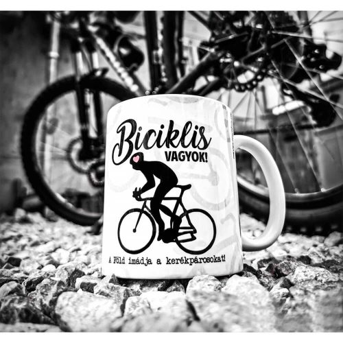 Kerékpáros bögre vicces felirattal