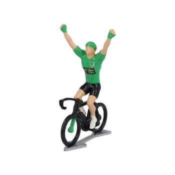   Miniatűr kerékpáros Zöld jersey győztes Jumbo-Visma fém modell