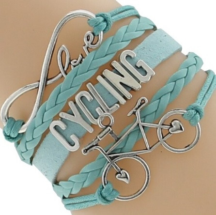 Love Cycling bőr karkötő kék