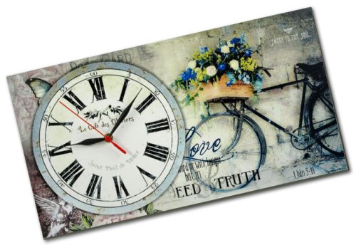 Kerékpáros, virágos falióra