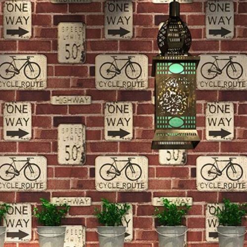 Cycle Route - Tapéta téglavörös mintával