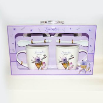 Vintage bögre szett levendula Fehér kerékpár